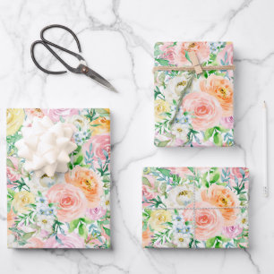 Feuille De Papier Cadeau Pastel Romantique Rose Motif Court