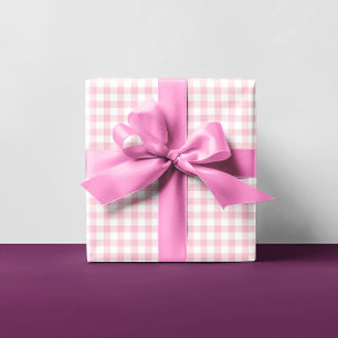 Feuille De Papier Cadeau Pastel rose à carreaux Gingham Plaid Multi Féminin