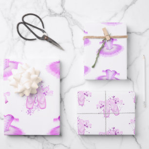 Feuille De Papier Cadeau Pastel Rose Girls Ballerina Tutu Ballet