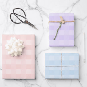 Feuille De Papier Cadeau Pastel Rose violet bleu En vichy Plaid Motif