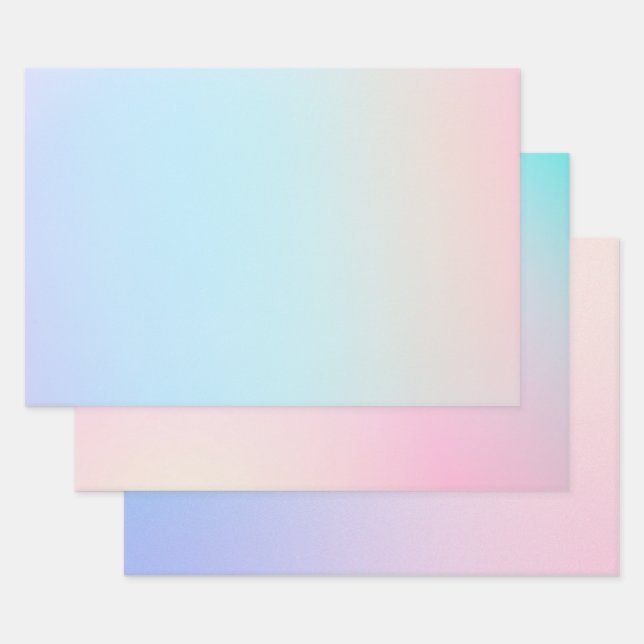 Feuille De Papier Cadeau Pastel Simple Wrapping Paper Flat Sheet Set of 3 (Lot)