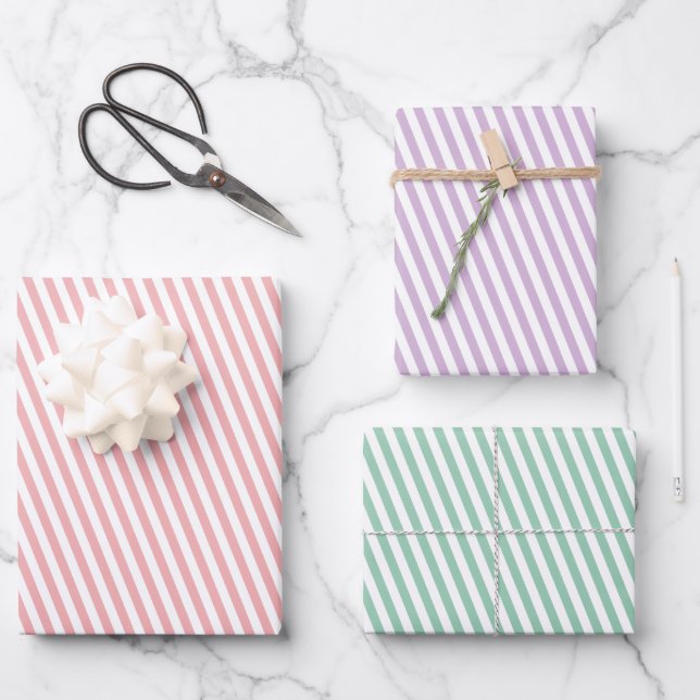 Feuille De Papier Cadeau Pastel Striped N'Importe Quelle Occasion (Recto)