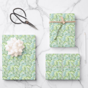 Feuille De Papier Cadeau Pastel Tropical Palm Leaves