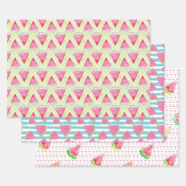 Feuille De Papier Cadeau Pastèque (Lot)