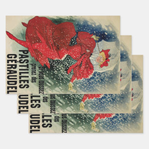 Feuille De Papier Cadeau Pastilles Geraudel contre la toux Art Nouveau vint