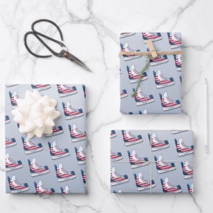 Feuille De Papier Cadeau Patin à glace du 4 juillet