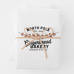 Feuille De Papier Cadeau Pâtisserie de pain d'épices vintage rétro Pôle Nor