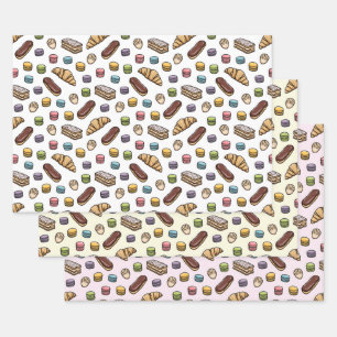 Feuille De Papier Cadeau Pâtisseries françaises Macaron Motif sucré