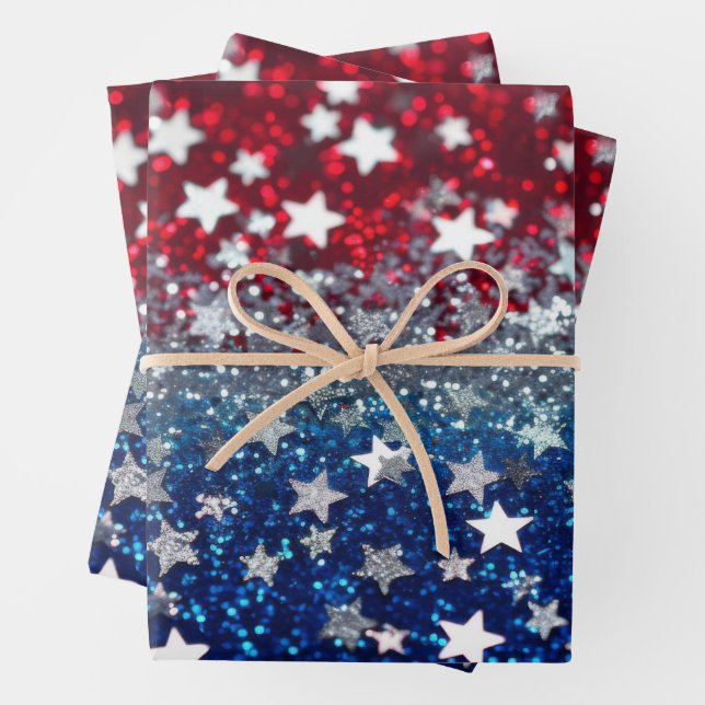 Feuille De Papier Cadeau Patriotic Glitter (En situation)