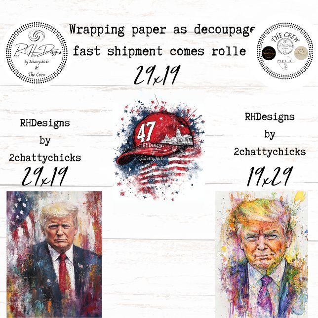 Feuille De Papier Cadeau Patriotic Presidential Portrait Abstract Decoupage (Créateur téléchargé)