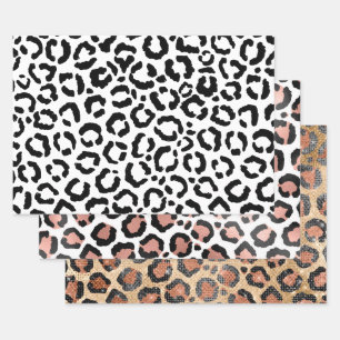 Feuille De Papier Cadeau Patteries du Black White Leopard animal