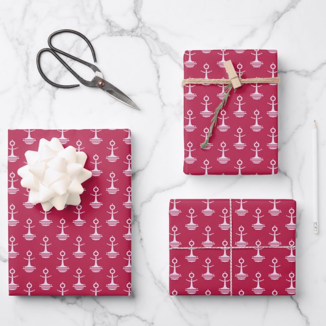 Feuille De Papier Cadeau Pattern d'Anchor moderne (Recto)