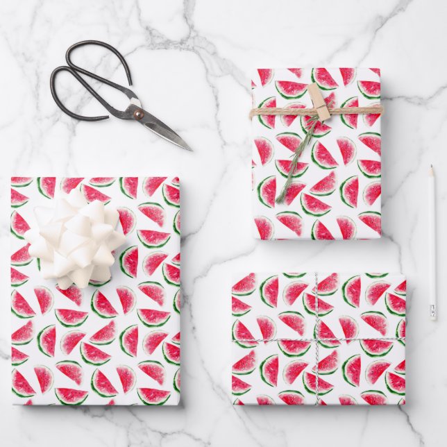 Feuille De Papier Cadeau Patters de Cute Pineapple et Watermelon (Recto)
