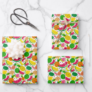 Feuille De Papier Cadeau Patters de Red & Yellow Tropical Fruit