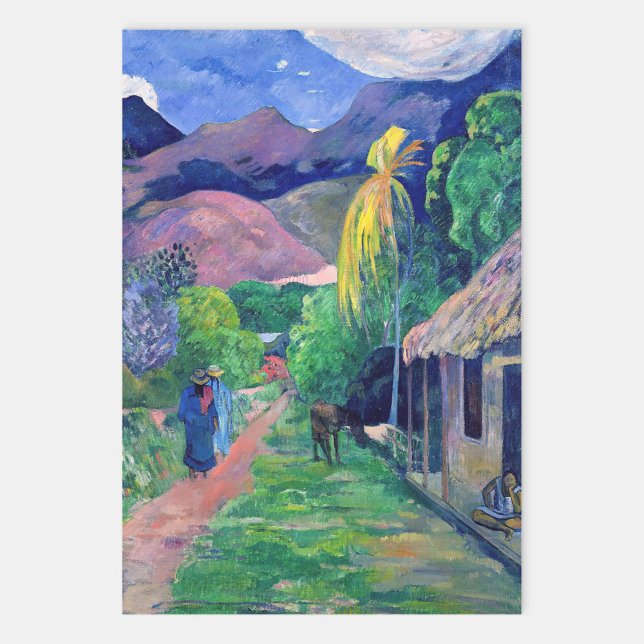 Feuille De Papier Cadeau Paul Gauguin - Rue à Tahiti (Créateur téléchargé)