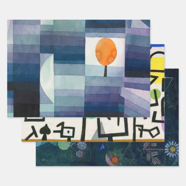 Feuille De Papier Cadeau Paul Klee Messager de l'automne Bleu Moderne Abstr (Lot)