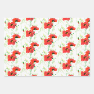 Feuille De Papier Cadeau Pavot rouge