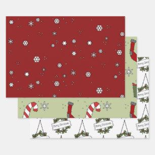 Feuille De Papier Cadeau Pays rustique Noël Snowflakes Enveloppement cadeau