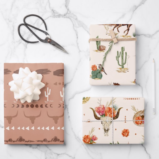 Feuille De Papier Cadeau Paysage de l'Ouest (Recto)