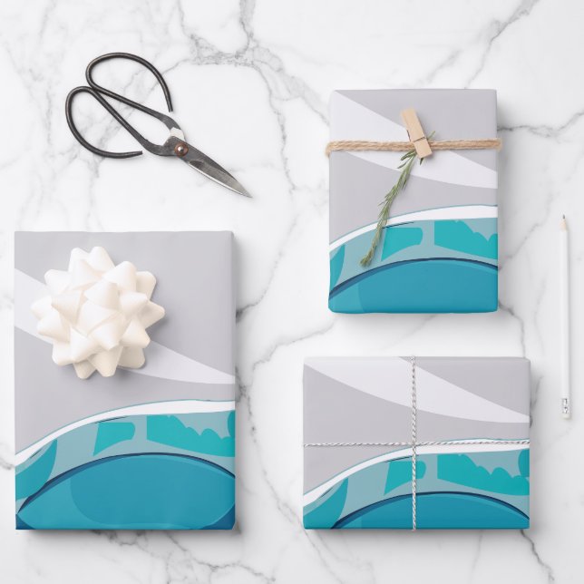 Feuille De Papier Cadeau Paysage océanique d'Iceberg (Recto)