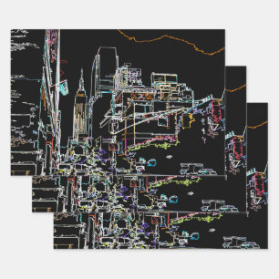 Feuille De Papier Cadeau Paysage urbain coloré à Manhattan