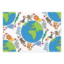 Peace And Love Cute Cartoon Animaux du monde