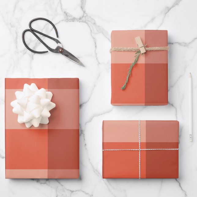 Feuille De Papier Cadeau Peach Fuzz Orange Checkerboard Motif (Recto)