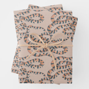 Feuille De Papier Cadeau Peach Pastel Whimsical & Snakes Vintages Orange