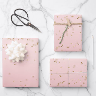 Feuille De Papier Cadeau Peach Pink Blush Gold Glitz Confetti Sparkhe
