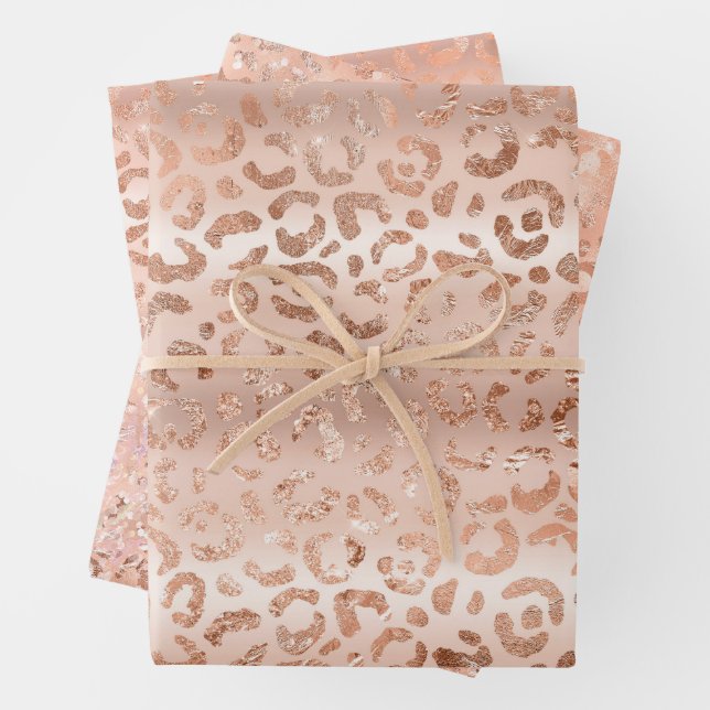 Feuille De Papier Cadeau Peach Rose Leopard (En situation)