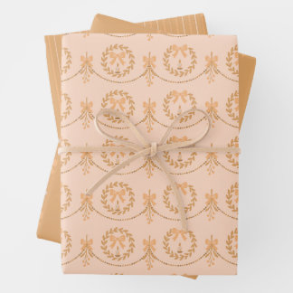 Feuille De Papier Cadeau Peach Victorian Mistletoe and Wreath Gift Wrap