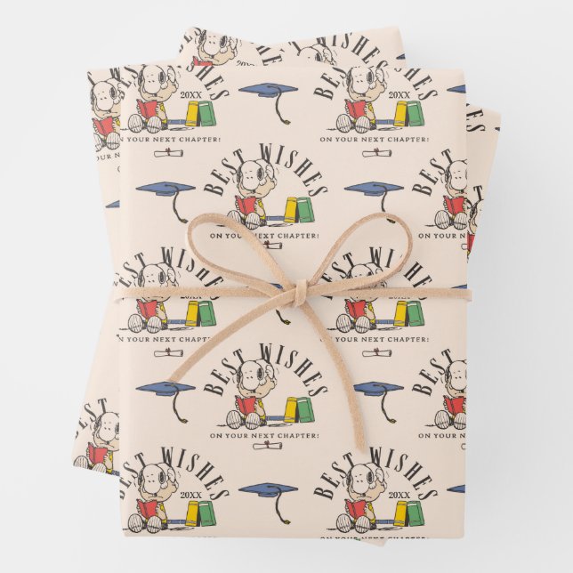 Feuille De Papier Cadeau Peanuts Snoopy Meilleurs Vœux Patron de Remise de  (En situation)