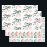 Feuille De Papier Cadeau Pearl Aqua Pink Christmas Tree Branch Ornements<br><div class="desc">Aqua Blue Rose Ornements Pearl White Christmas Tree Branch Cadeaux</div>