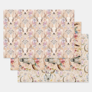 Feuille De Papier Cadeau Peau de vache occidentale floral Pastel