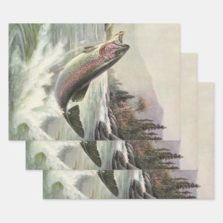 Feuille De Papier Cadeau Pêcheur vintage de truite arc-en-ciel Pêche du poi