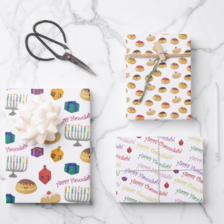 Feuille De Papier Cadeau Peint à la main motif mignon et amusant de Hannuka