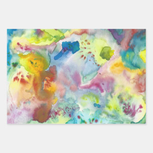 Feuille De Papier Cadeau Peinture à texture aquarelle vive