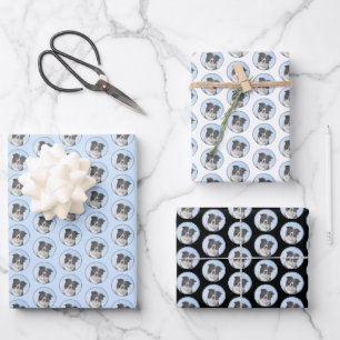 Feuille De Papier Cadeau Peinture Collie Bordure - Joli art original chien