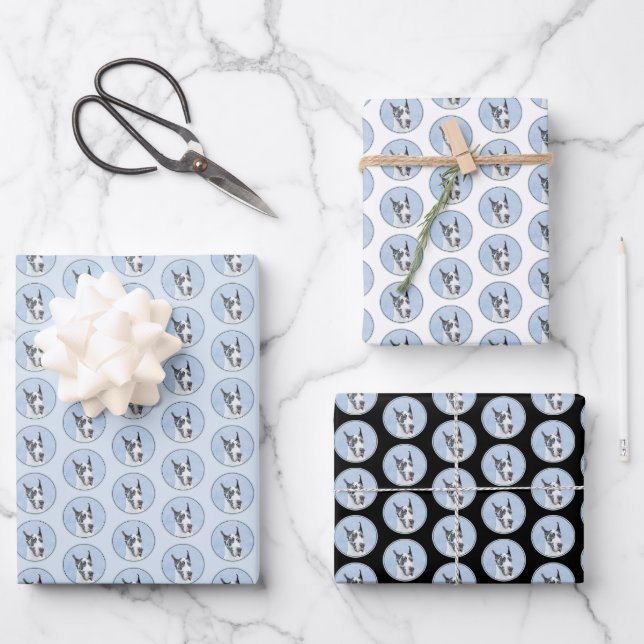 Feuille De Papier Cadeau Peinture de Great Dane (Arlequin) - Art original d (Recto)