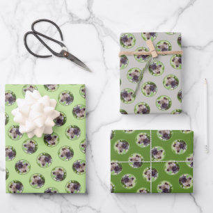 Feuille De Papier Cadeau Peinture de Keeshond : Chiot dans le Jardin Œuvre 