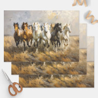 Peinture de troupeau de chevaux au galop Decoupage