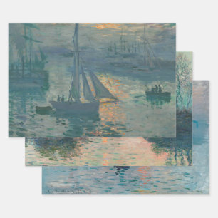 Feuille De Papier Cadeau Peinture impressionniste marine du lever de soleil