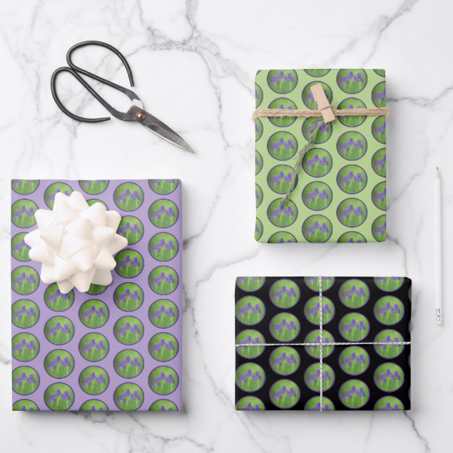 Feuille De Papier Cadeau Peinture Iris Violet - Art Fleur Originale (Recto)