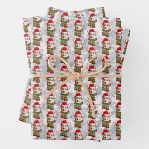 Feuille De Papier Cadeau Pembroke Welsh Corgi de Noël drôle portant une éch