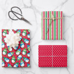 Feuille De Papier Cadeau Penguin de Christmas<br><div class="desc">Cette combinaison de feuilles de papier d'emballage est adorable! De joyeux pingouins sur des rayures vertes,  blanches et rouges sur des pois blancs,  rouges et verts se coordonnent parfaitement. Ce papier rendra vos cadeaux fabuleux! Obtenez assez pour envelopper pour tout le monde.</div>