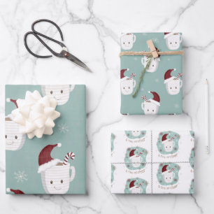 Feuille De Papier Cadeau Peppermenthe Hot Chocolat Noël Ensemble cadeau
