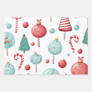 Feuille De Papier Cadeau Peppermenthe Lollipop SweetShop Noël