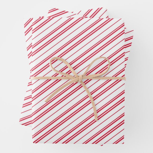 Feuille De Papier Cadeau Peppermint Christmas Candy Cane Stripes (En situation)