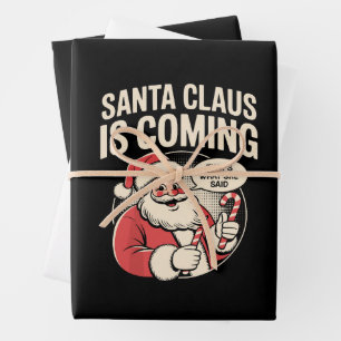Feuille De Papier Cadeau Père Noël à venir Elle a dit Funny Noël Xmas 