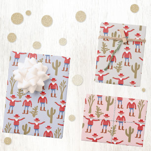 Feuille De Papier Cadeau Père Noël Cow-Boy Noël de l'Ouest